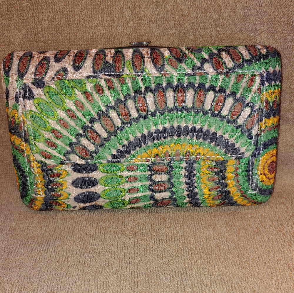 Green & Yellow Rhinestone Buckle Clasp Wallet - Picture 2 of 7